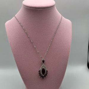 Woman’s Genuine art deco Artisan large real ruby sterling silver Necklace